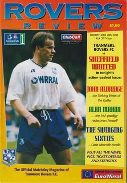 Tranmere Rovers v Sheffield United Match Programme 1998-04-28